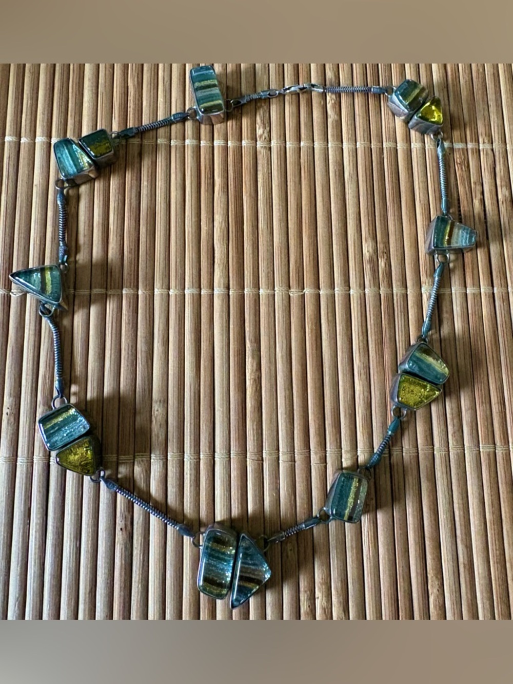 Vintage Artist Crafted ‘90’s Fused Glass Bezel Set Choker- Women Jewelry